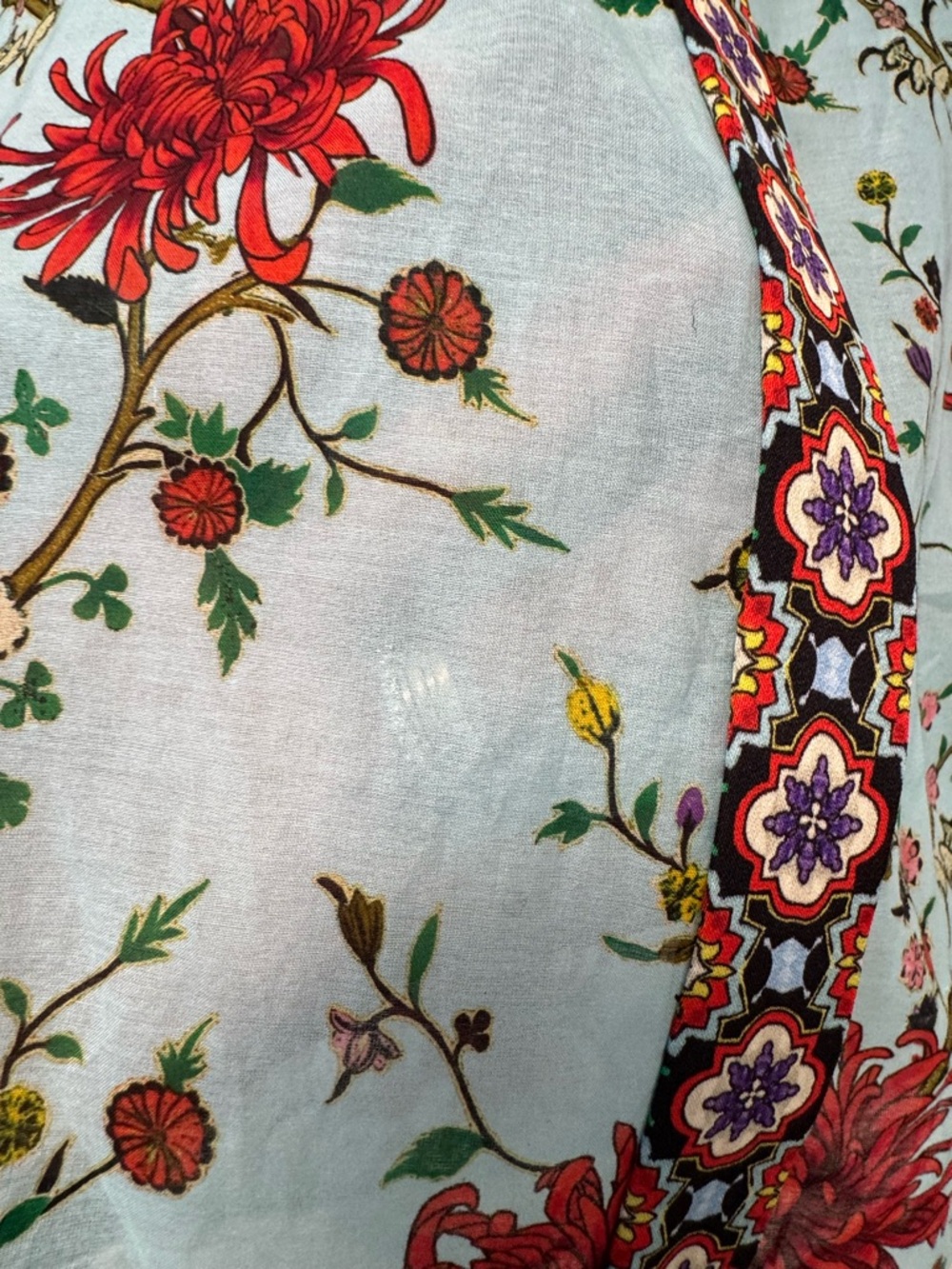 Alice + Olivia Light Blue Button-Down Shirt with Red Floral Print - Picture 5 of 11